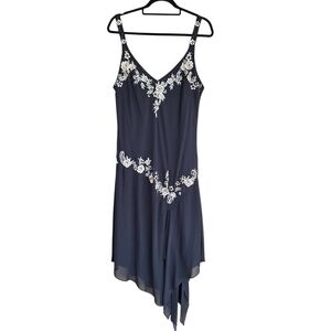 90s Y2K beaded prom hoco whimsigoth fairy grunge floral asymmetric hem dress